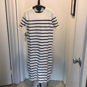 J. Crew Margo Midi Navy/Cream Striped Sweater Dress